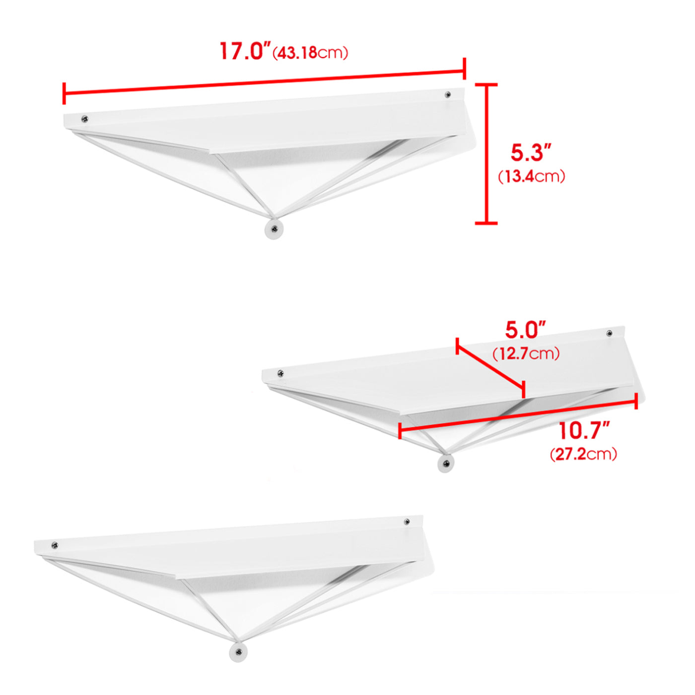 Jackcube Design Living Room Mensole Parete Metallo Bianche 3 Pezzi