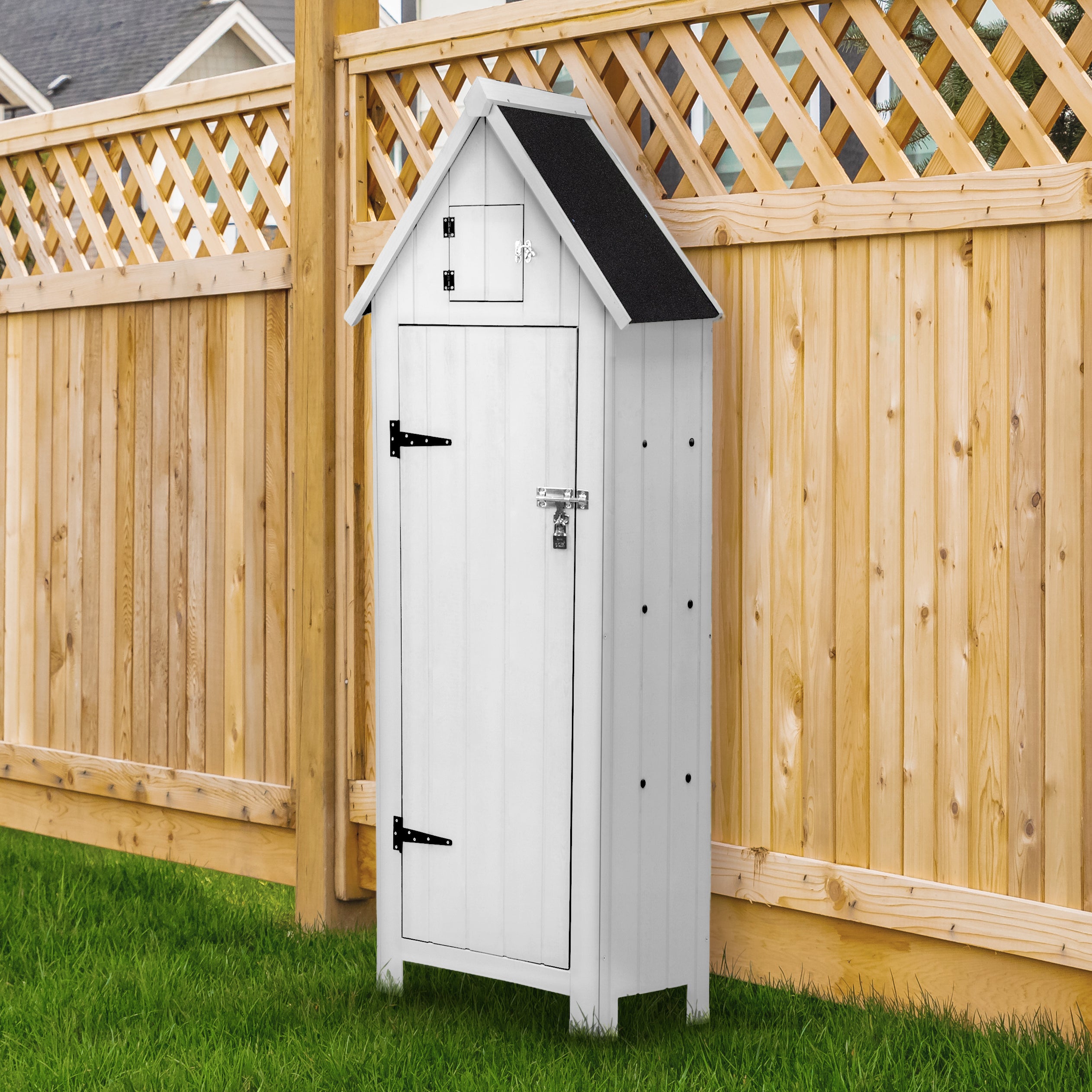 Q-Rax Casetta Capanno Giardino Legno Bianco con Mensole