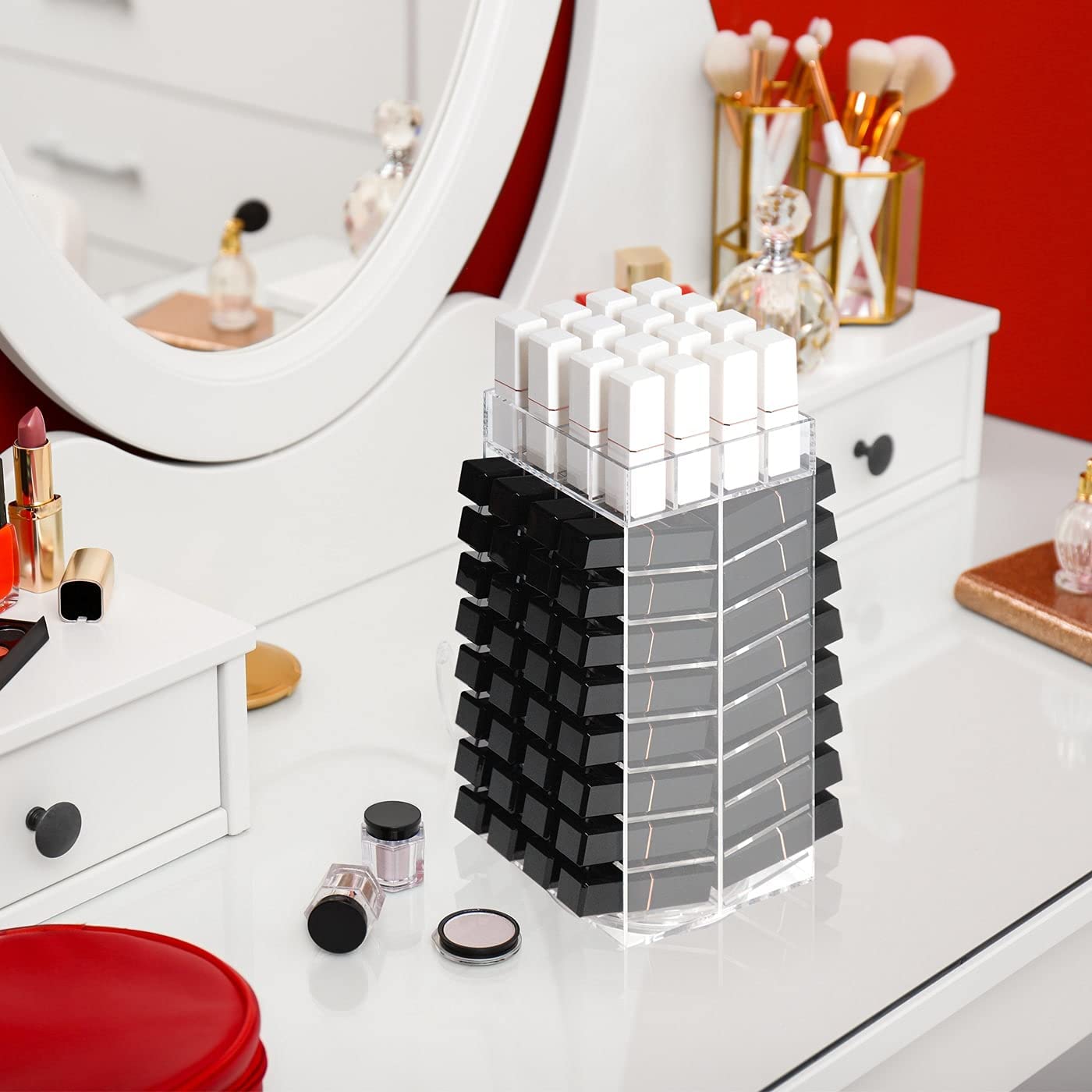 JackCube Design Makeup Porta Rossetti Girevole Acrilico 80 Posti