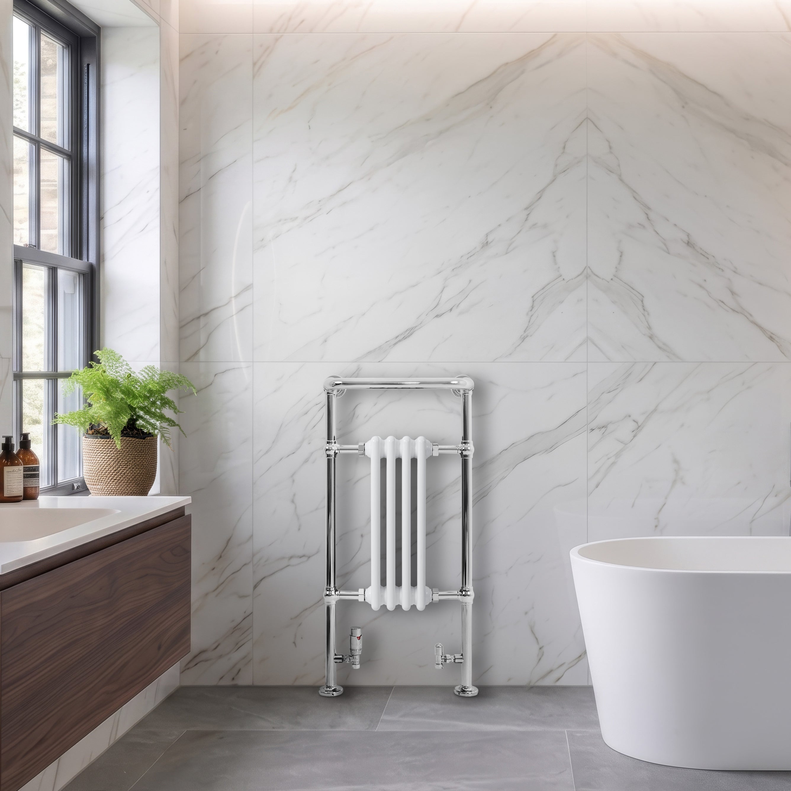 Q-Rax Scaldasalviette 950x480 Bianco Termoarredo Barra Cromata