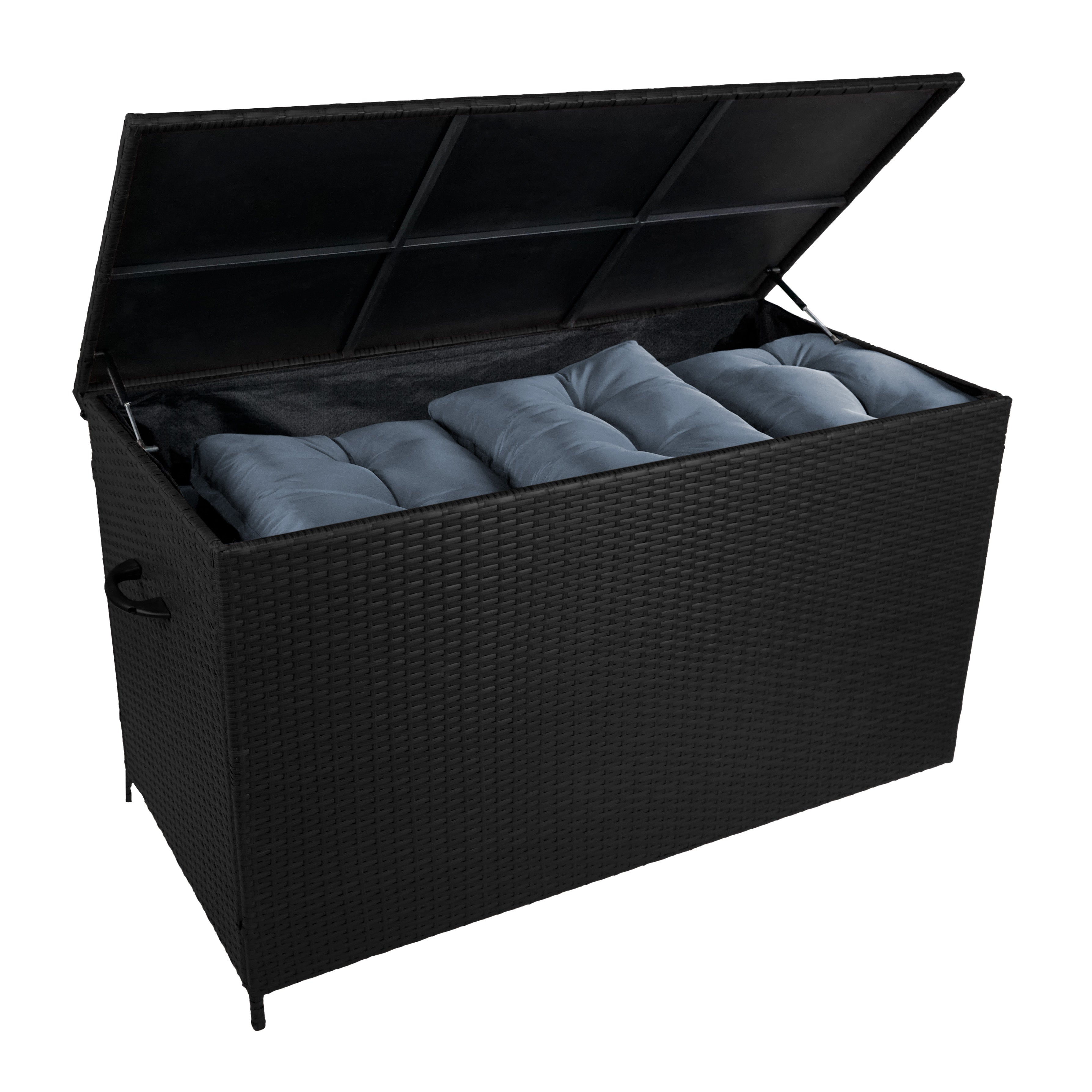 Q-Rax Set Divano Angolare Alluminio Cassapanca Rattan Nero Antracite