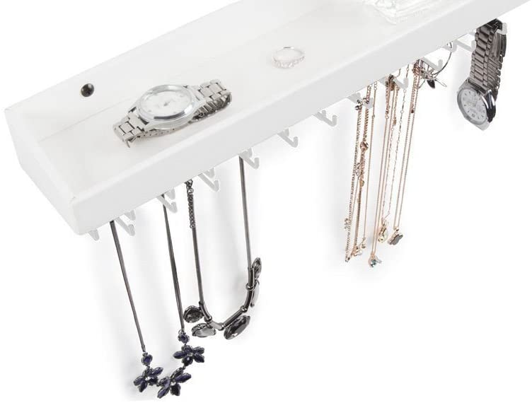 Jackcube Design Portagioie Parete Bianco 23 Ganci con Mensola