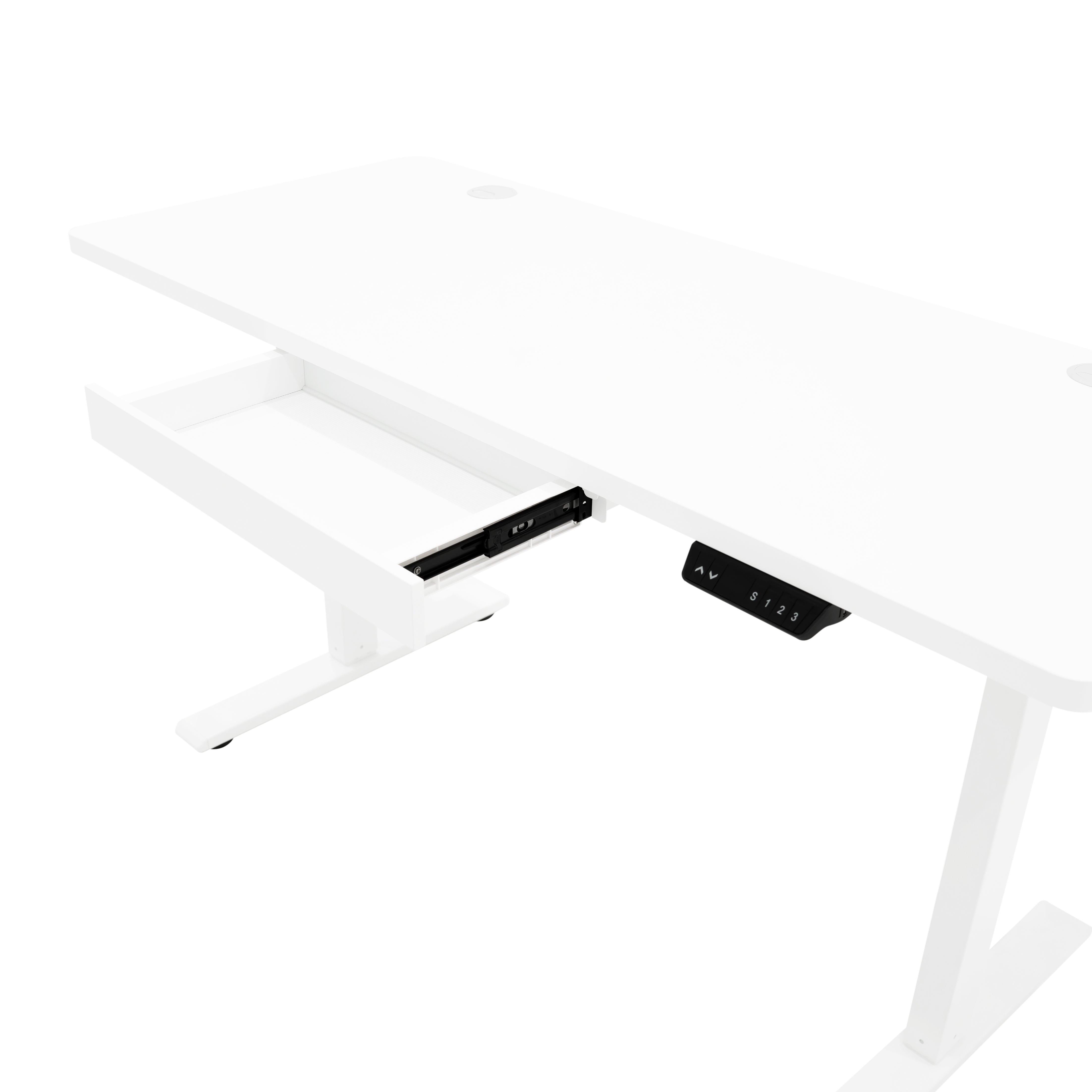 Q-Rax Scrivania Elettrica Regolabile 140x60 Cassetto Bianco