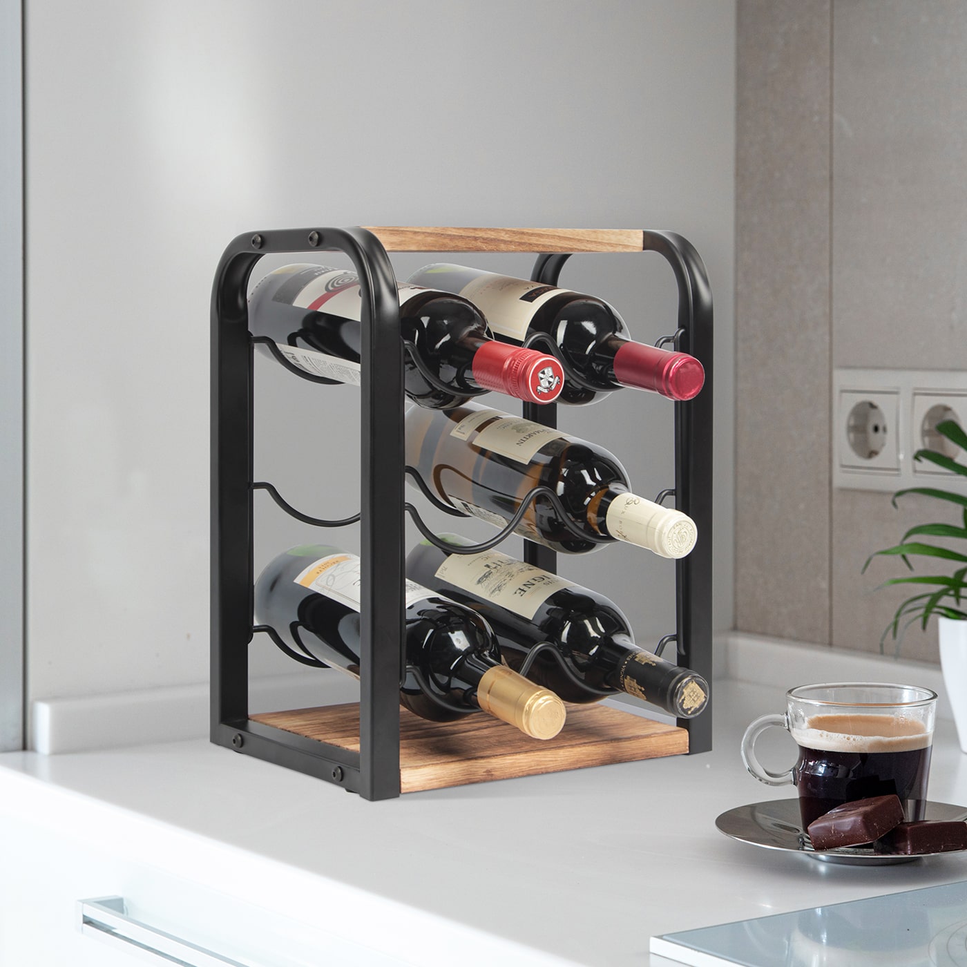 Jackcube Design Kitchen portavino da tavolo 6 bottiglie acciaio