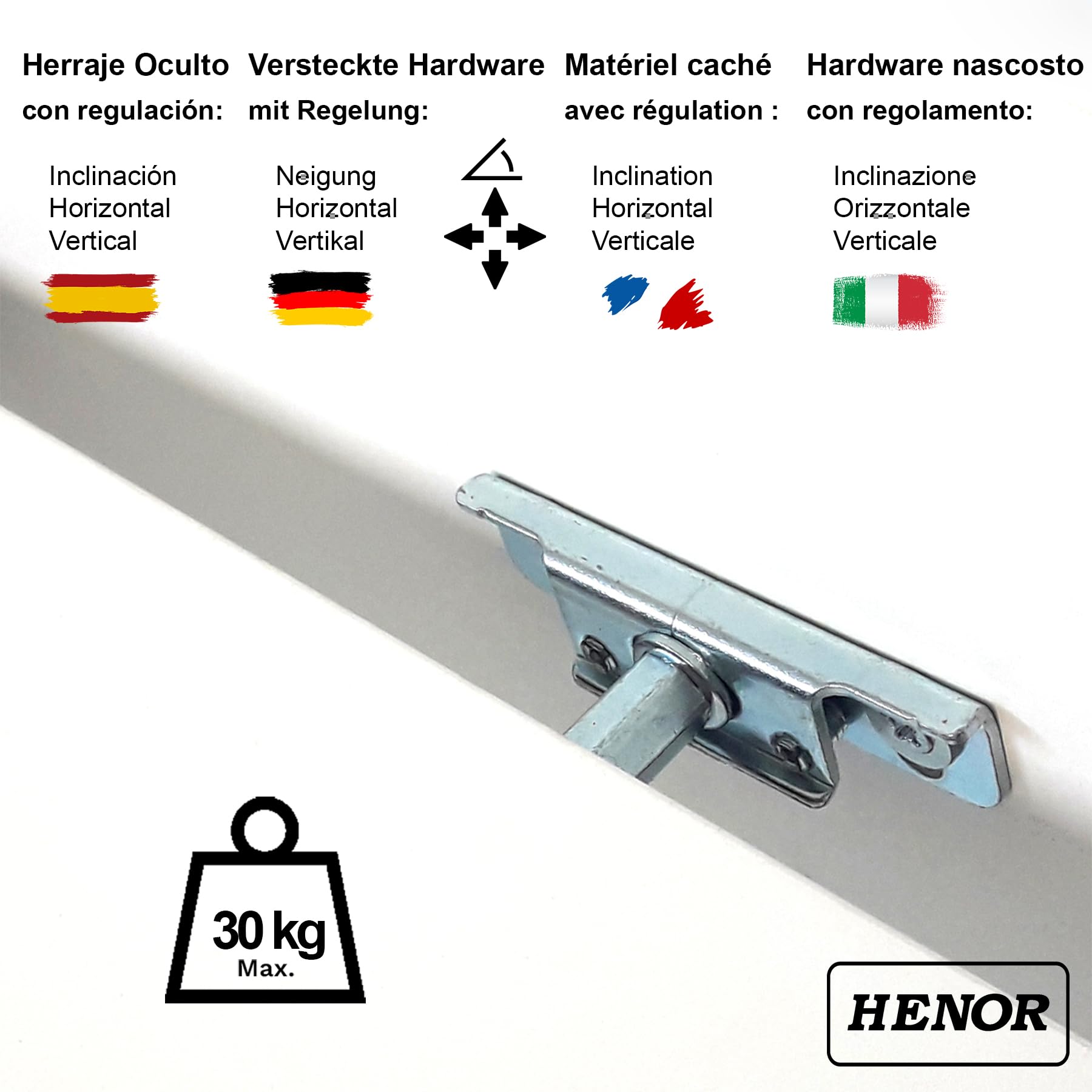 Henor Mensole 80x15 cm Set 2 Mensole parete Bianco 30 kg