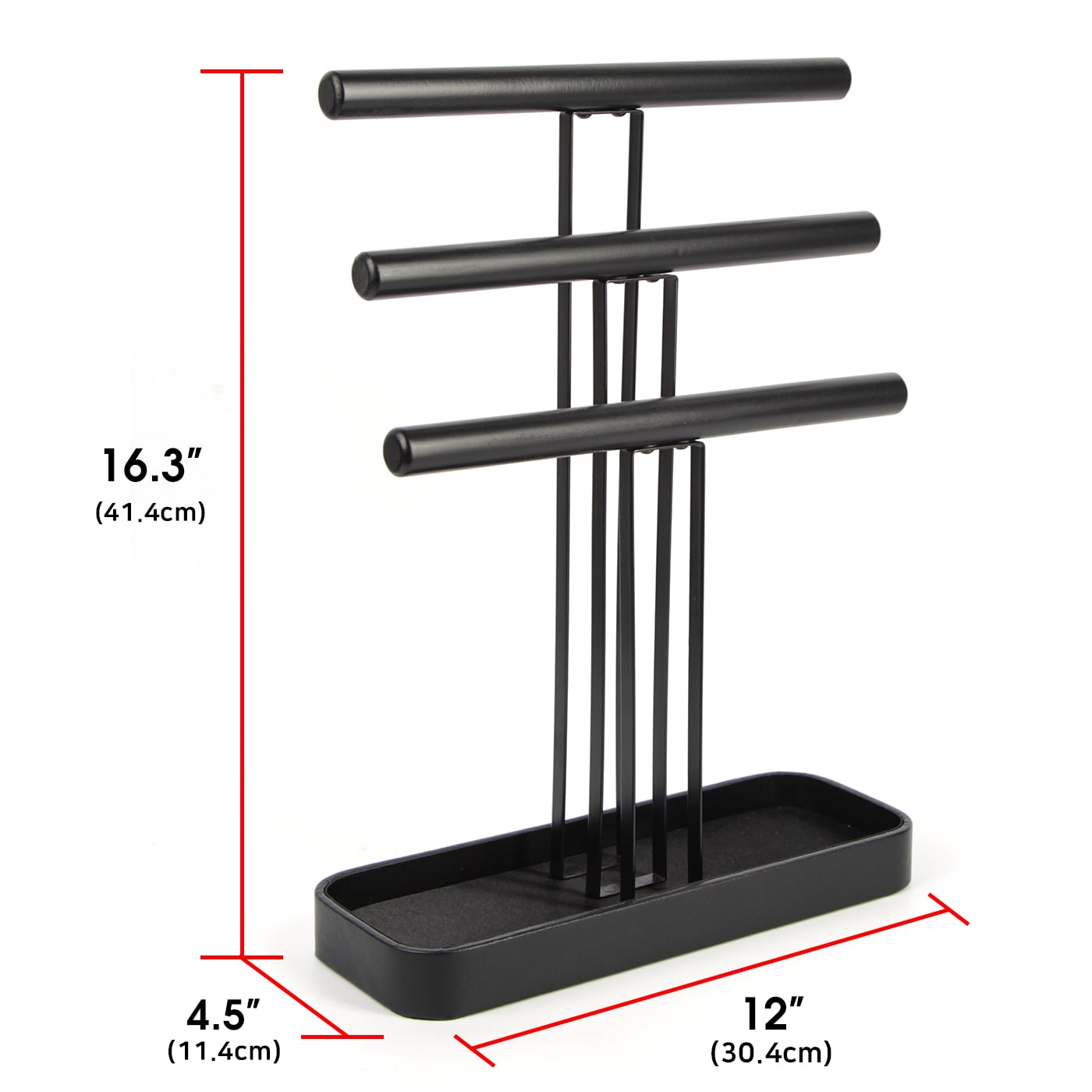 Jackcube Design Albero Portagioie Legno Nero 3 Piani Pelle