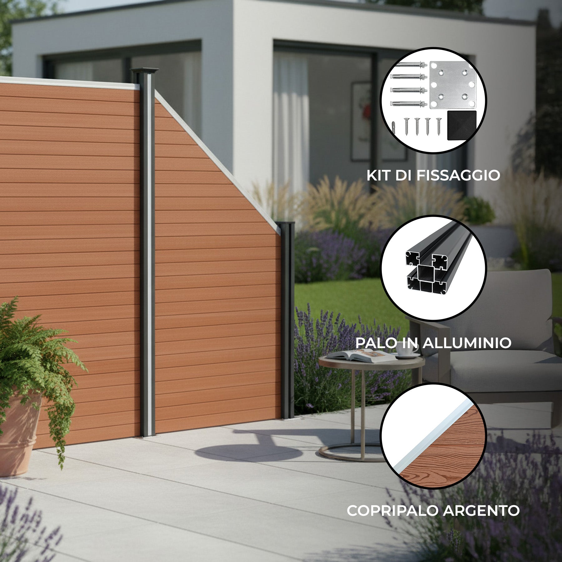 Q-Rax Pannello Recinzione Angolare WPC Marrone 180 cm