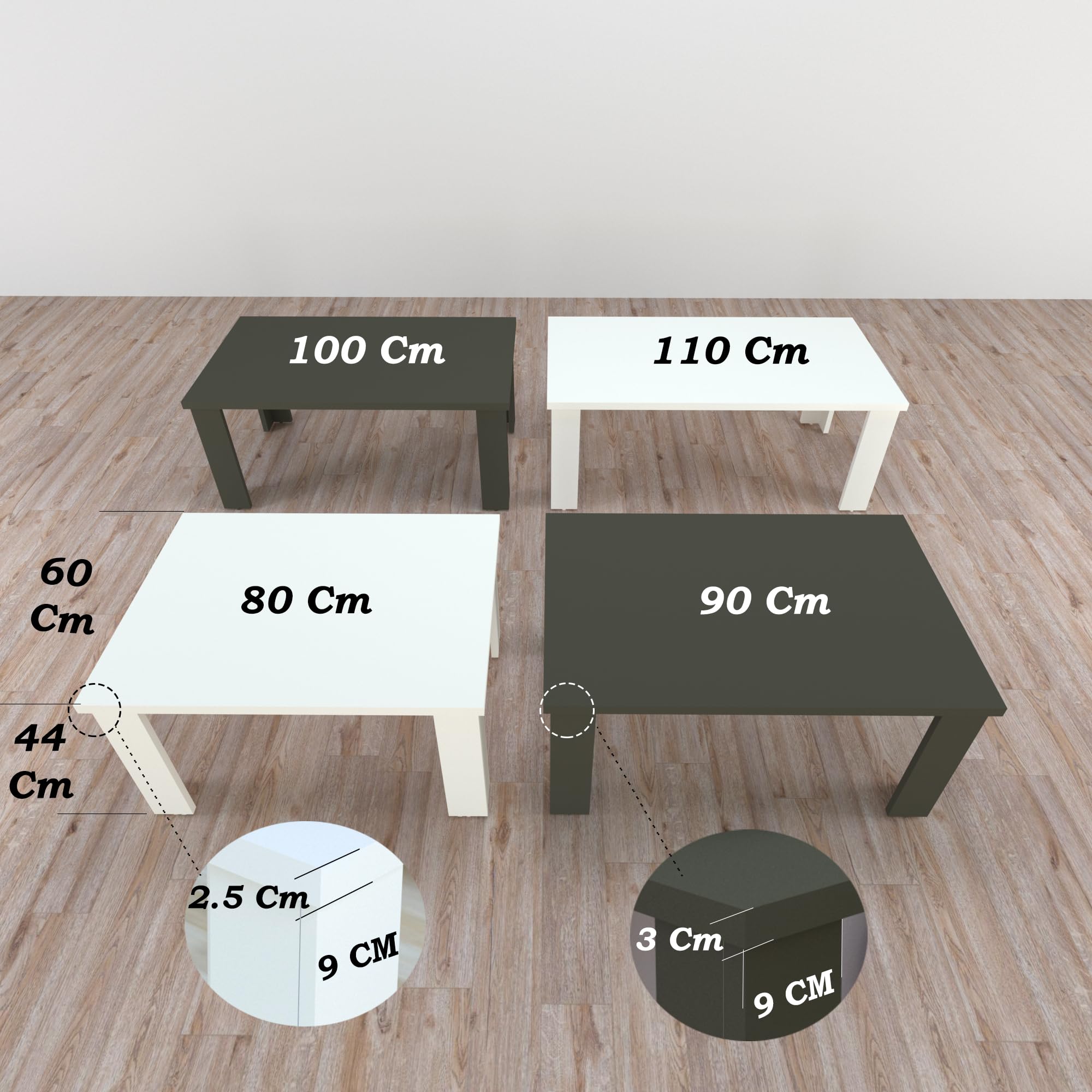 Henor Tavolino 100x60x44 cm Tavolo salotto Bianco moderno