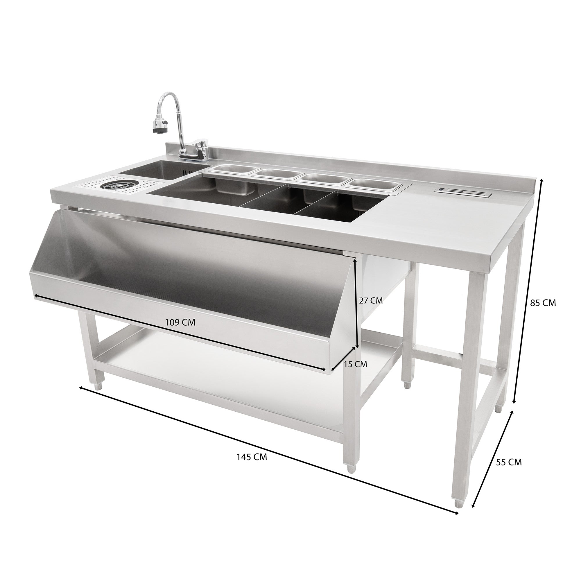Q-Rax Postazione Bar Cocktail Premium Acciaio Inox