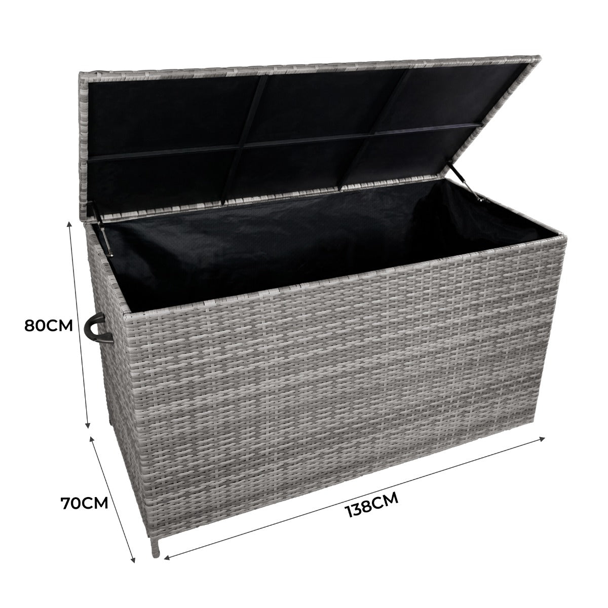 Q-Rax Box Giardino Rattan Grigio 582L Baule Cuscini Esterno