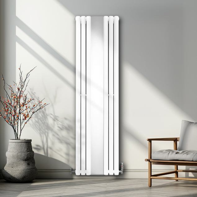Q-Rax Pannelli Ovali 1800x500 Termosifone Bianco con Specchio