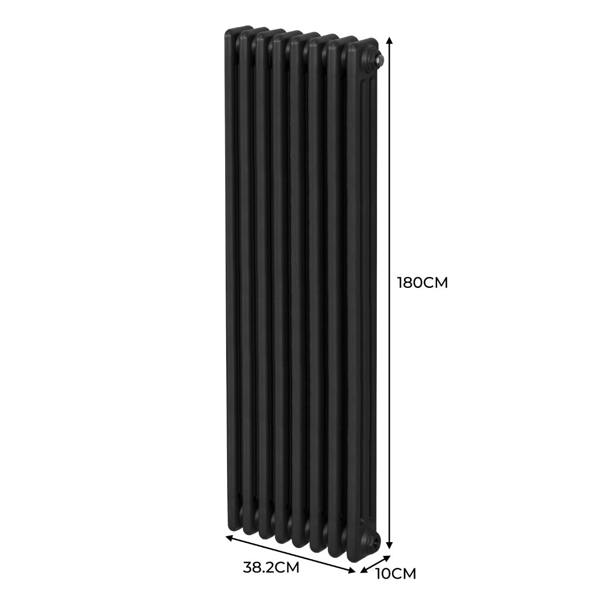 Q-Rax Radiatori Tradizionali 1800x382 mm Termosifone Nero 3 Colonne