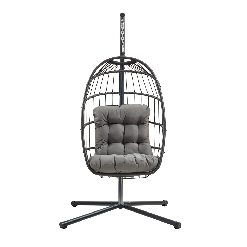 Q-Rax Poltrona Sospesa Uovo Rattan Nero con Struttura 150kg