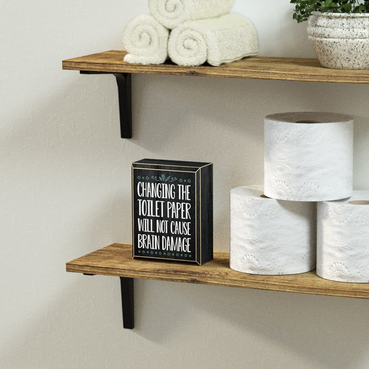 Jackcube Design Wall Décor Targa Bagno Legno Nero 13 cm