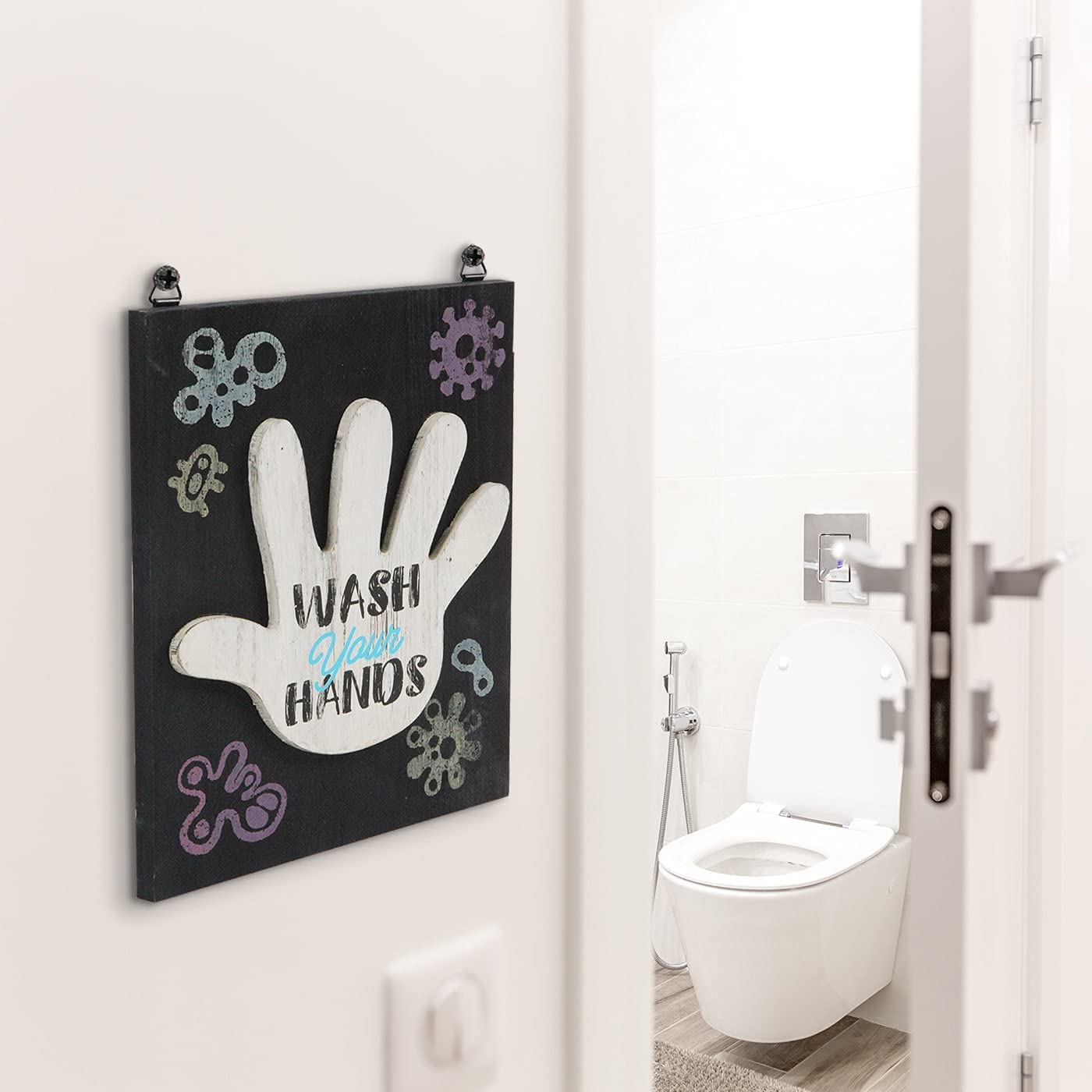 JackCube Design Bathroom Targa Bagno Legno Nero Wash Hands