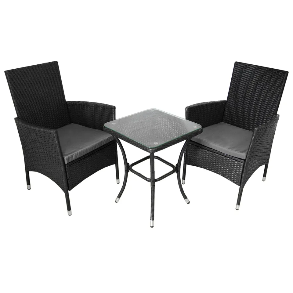 Q-Rax Jardí Set Bistrot Rattan Nero 2 Sedie+Tavolo