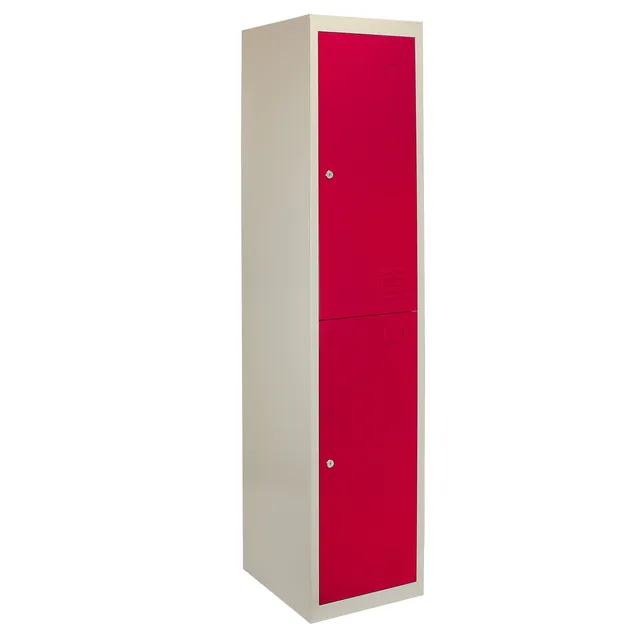 Q-Rax Armadietto Metallo 2 Porte Rosse 180x38x45 con Chiave