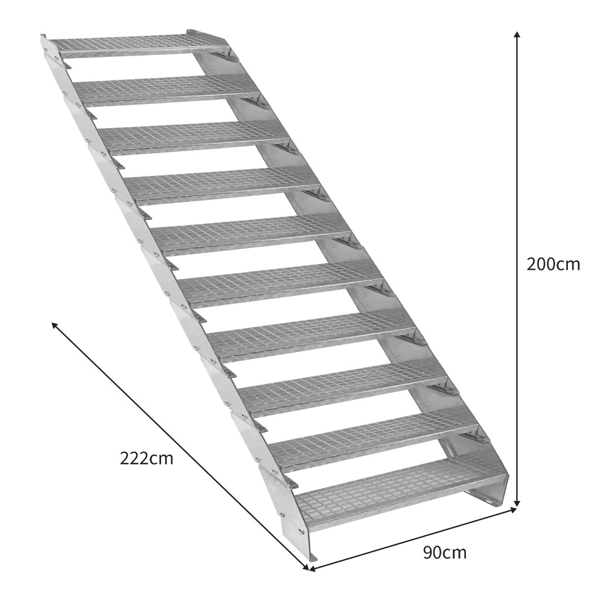 Q-Rax Commercio Scala Zincata Regolabile 10 Elementi 900 mm