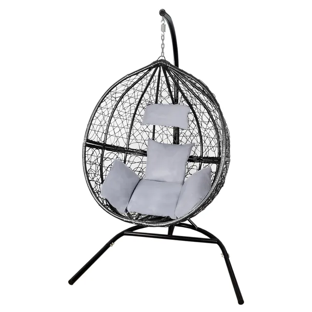 Q-Rax Sedia Sospesa Uovo Giardino Vimini Nero 150 Kg