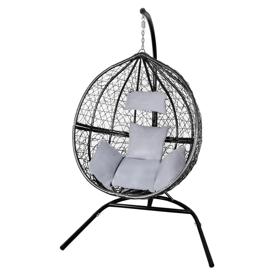 Q-Rax Sedia Sospesa Uovo Giardino Vimini Nero 150 Kg