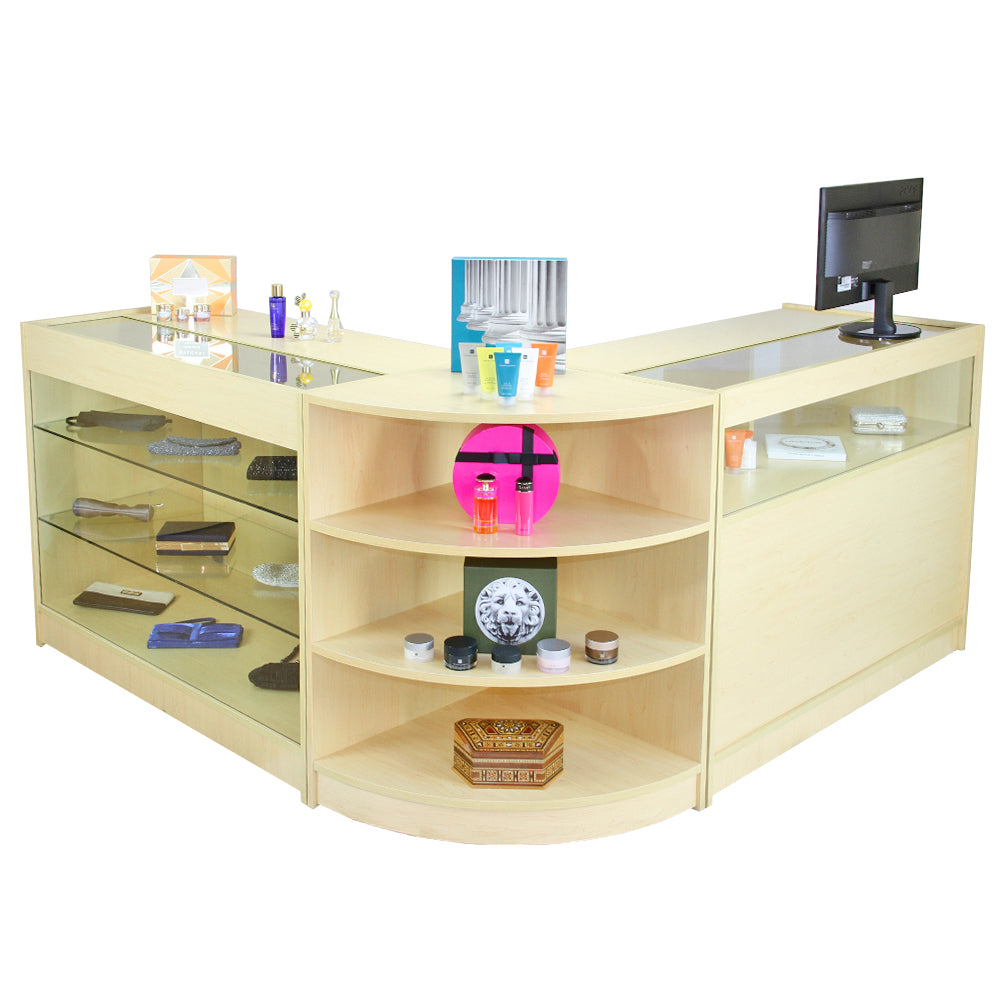 Q-Rax Aquarius set 3 banconi vetrina acero laminato 120cm