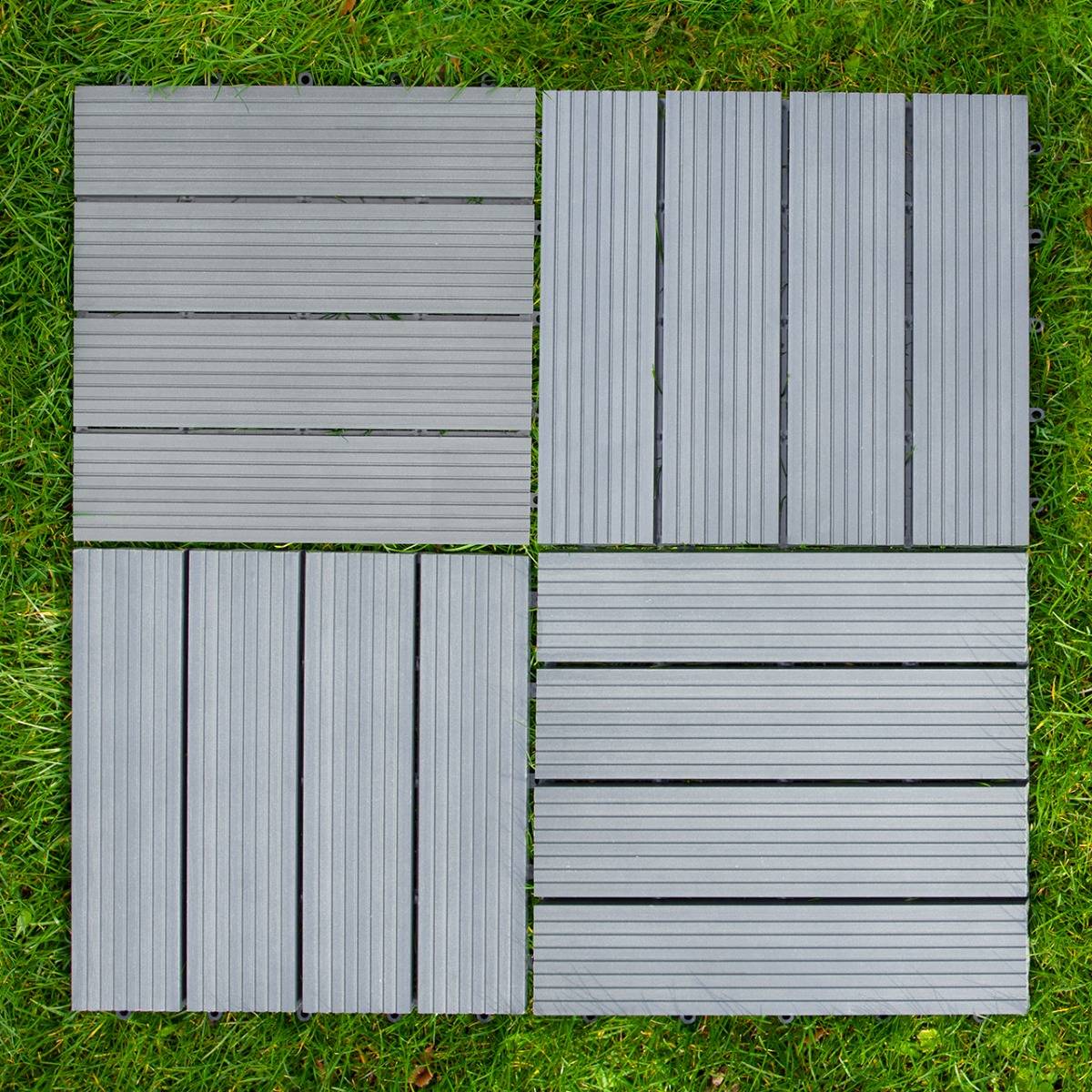 Q-Rax 99 Piastrelle WPC 30x30 Pavimento Esterno Grigio 9 m²