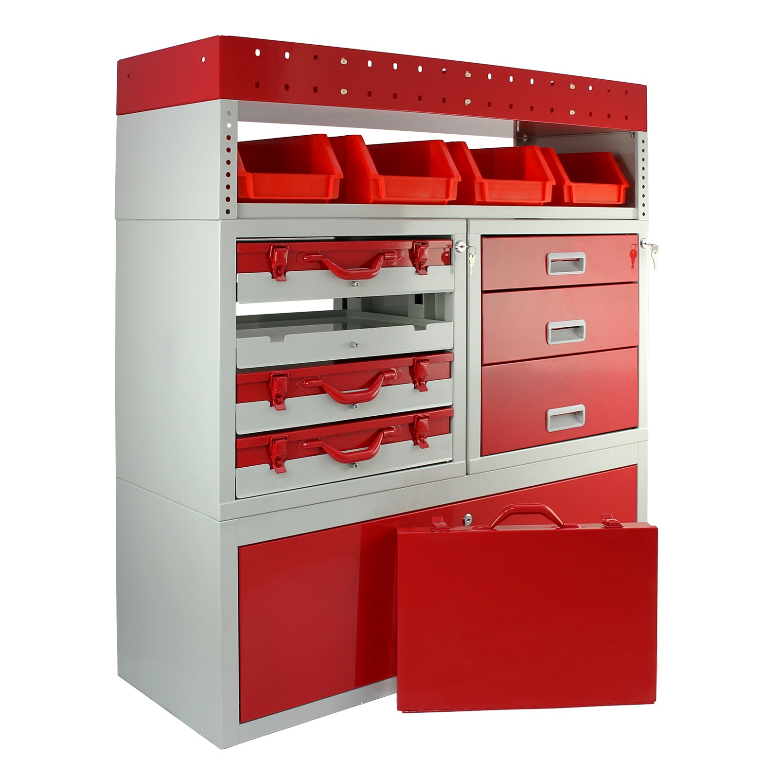 Q-Rax Scaffali da Garage Set Flame scaffalatura furgone acciaio rosso