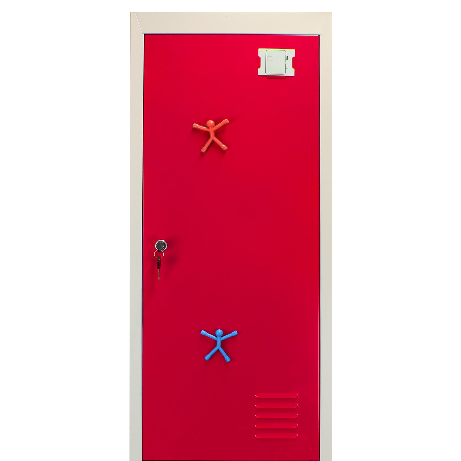 Q-Rax Armadietto Acciaio 180cm 2 Porte Rosse 3 Pezzi con Chiave