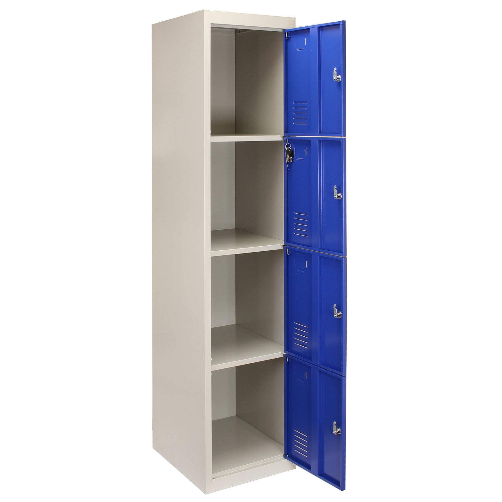 Q-Rax Armadietto 4 Porte Blu Acciaio 180x38x45 cm con Chiavi