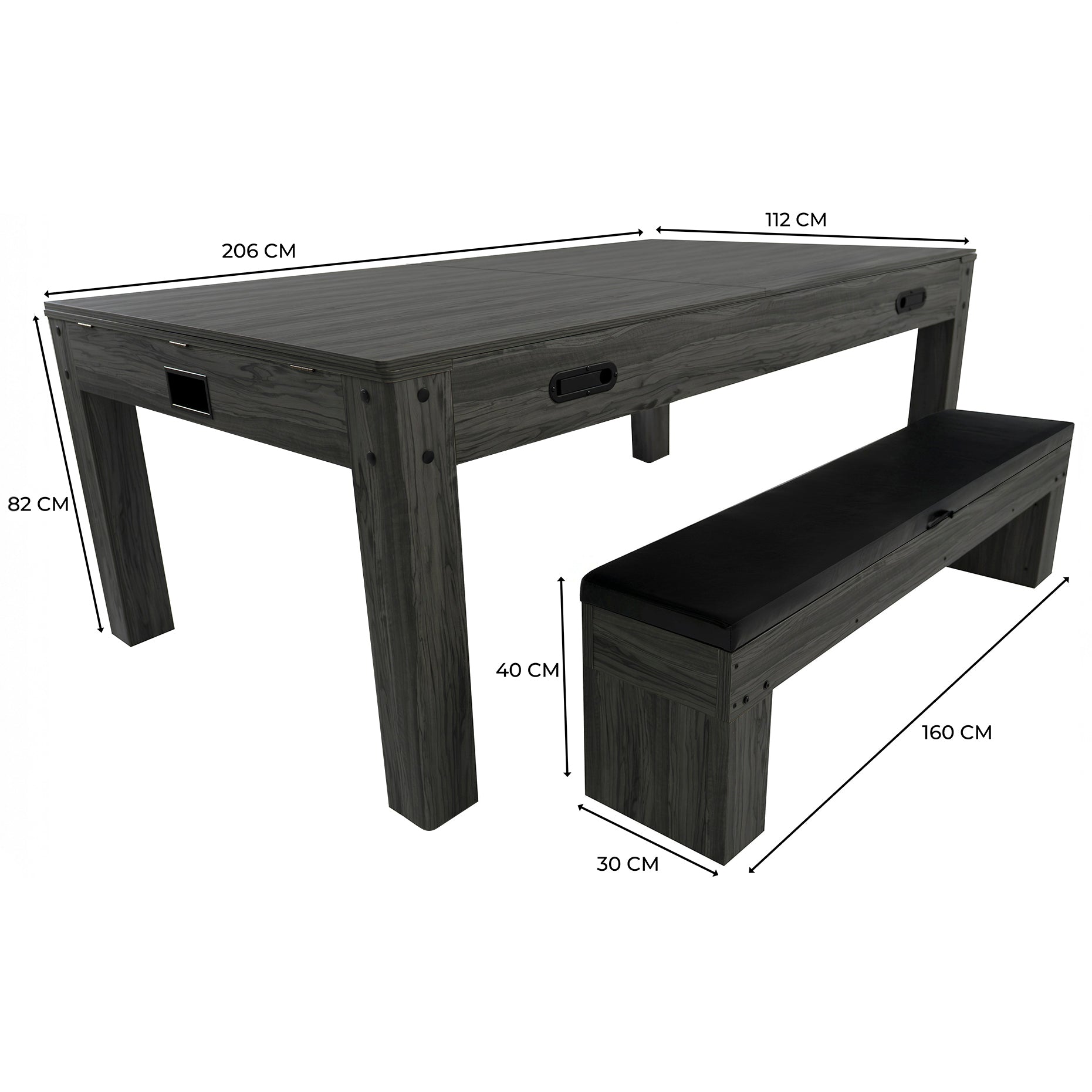 Q-Rax Tavolo Multigioco 7-in-1 legno grigio 213 cm biliardo