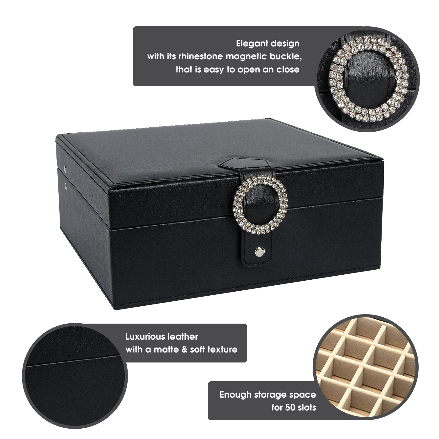 Jackcube Design Makeup & Jewelry Scatola Porta Orecchini Nero 50 Scomparti