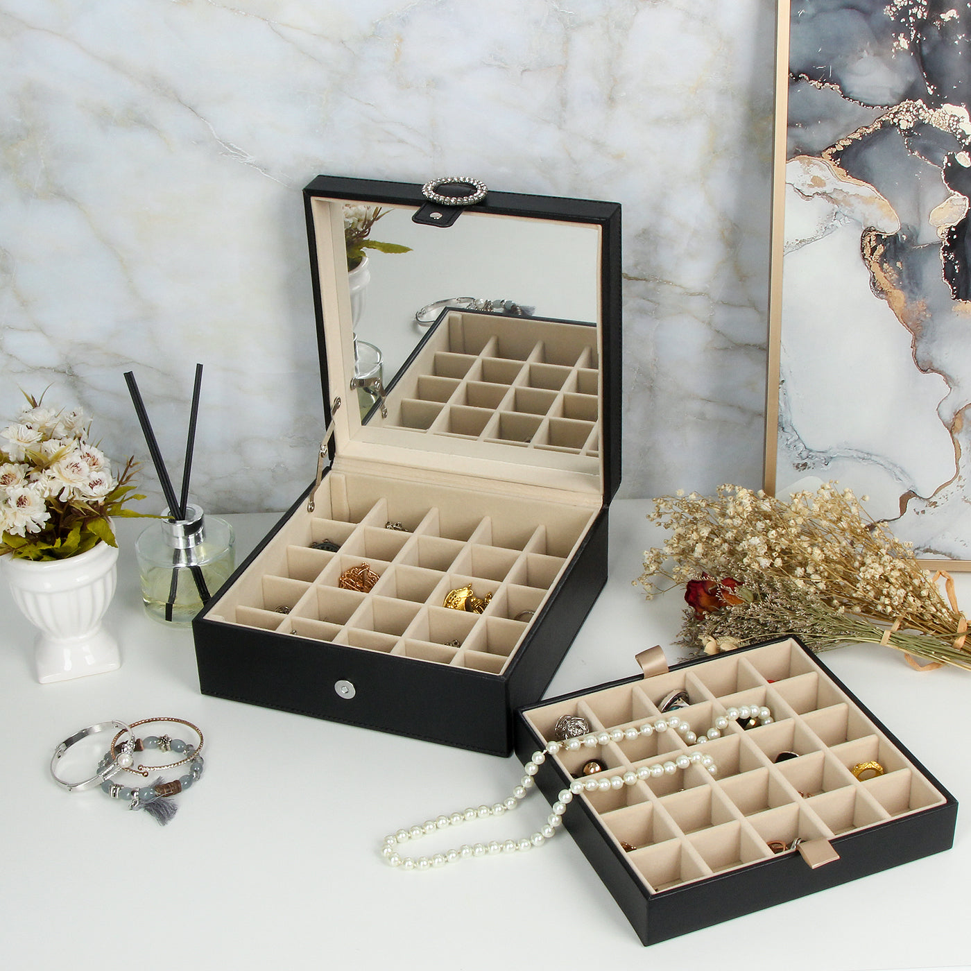 Jackcube Design Makeup & Jewelry Scatola Porta Orecchini Nero 50 Scomparti
