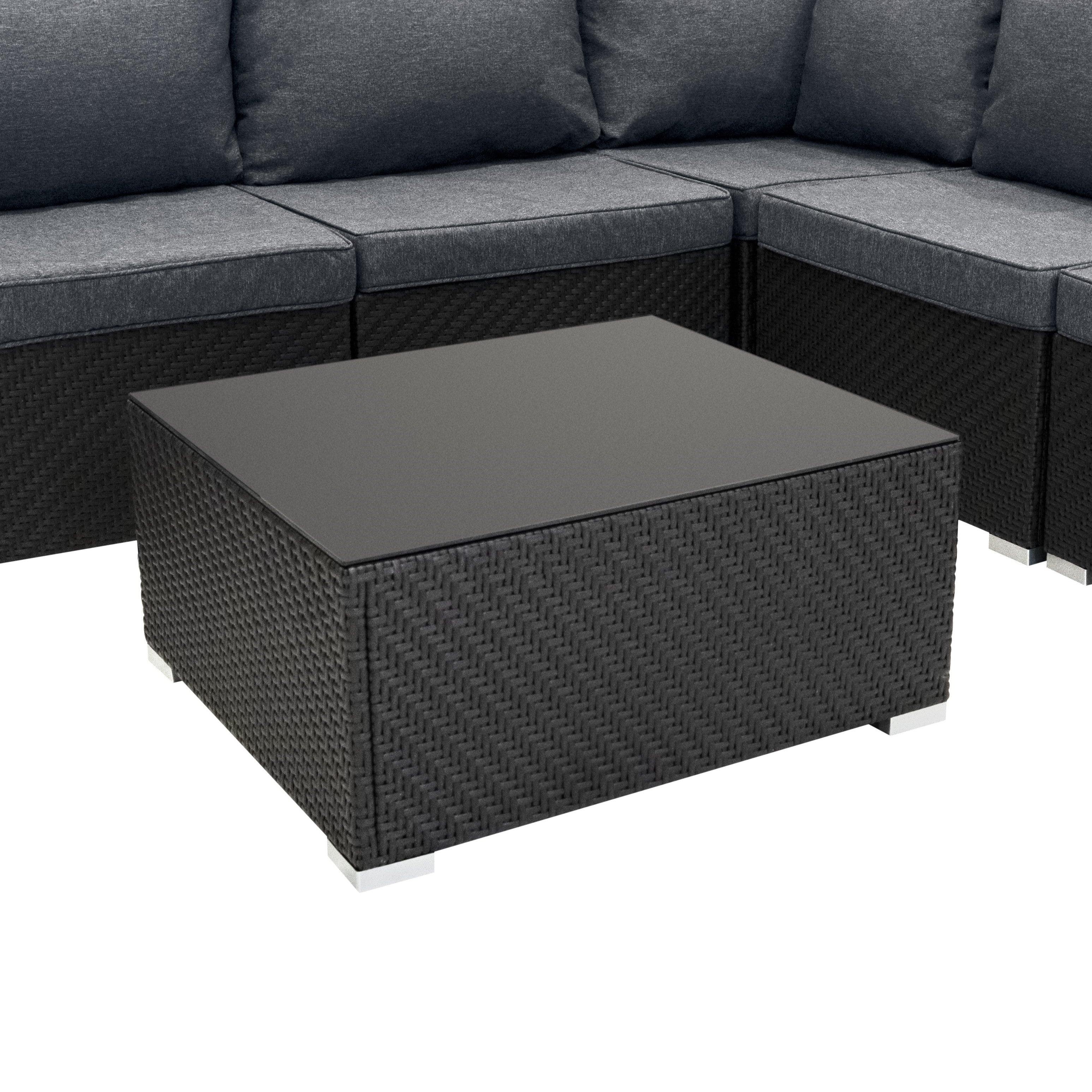 Q-Rax Set Mobili Giardino 7 Pezzi rattan nero con tavolino