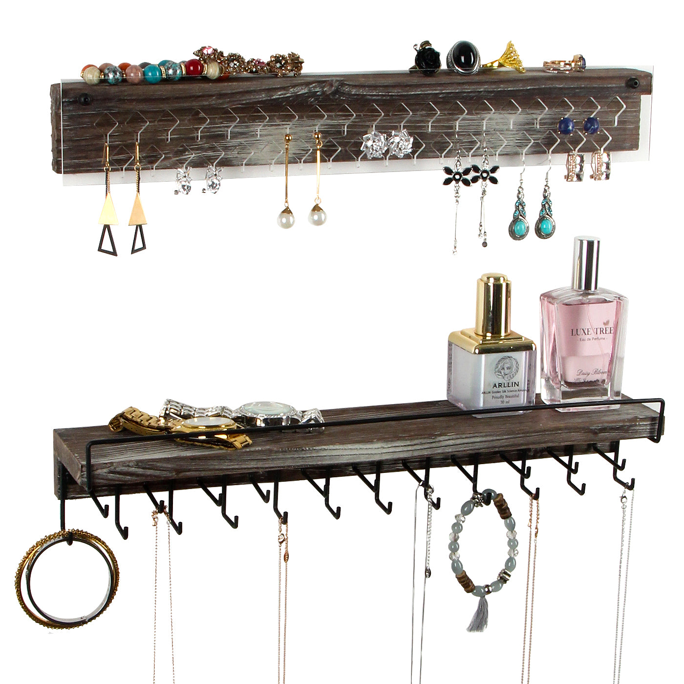Jackcube Design Makeup Porta Collane Parete Legno Set 2 Pezzi