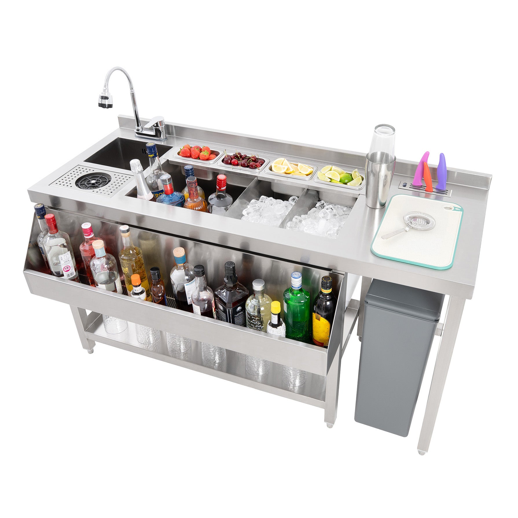 Q-Rax Postazione Bar Cocktail Premium Acciaio Inox