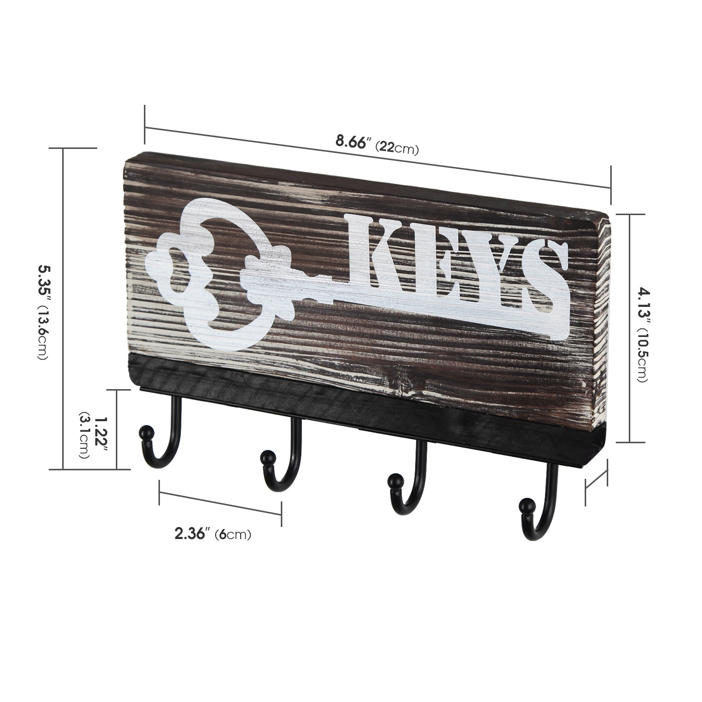 Jackcube Design Entryway Appendichiavi Parete Legno Bianco 4 Ganci