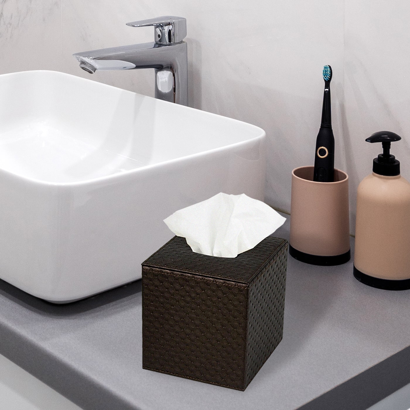 Jackcube Design porta fazzoletti pelle marrone trapuntato