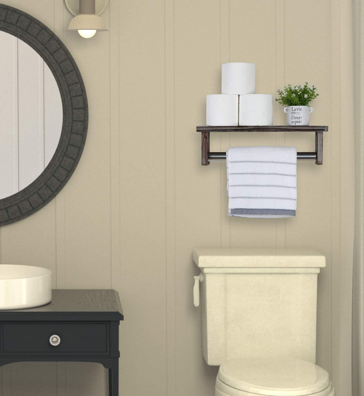 Jackcube Design Bathroom Porta Asciugamani Parete Legno con Mensola