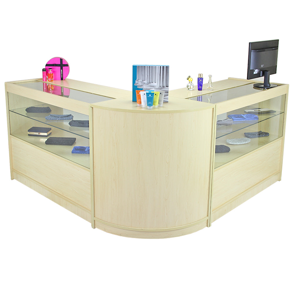 Q-Rax Gemini Set 3 Banconi Negozio Acero con Vetro