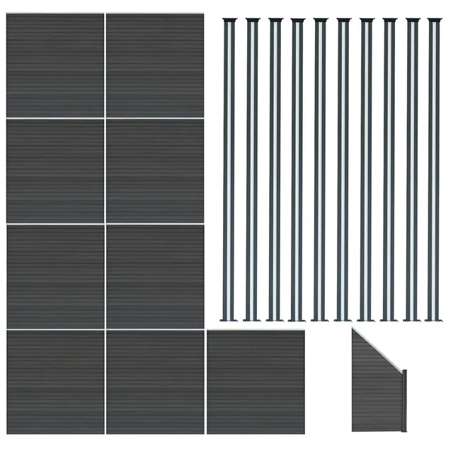 Q-Rax Deposito all'Aperto Recinzione WPC Grigio 9 Pannelli LED