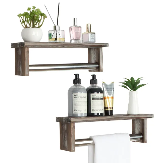 Jackcube Design Bathroom Mensola Porta Asciugamani Legno 2 Pezzi