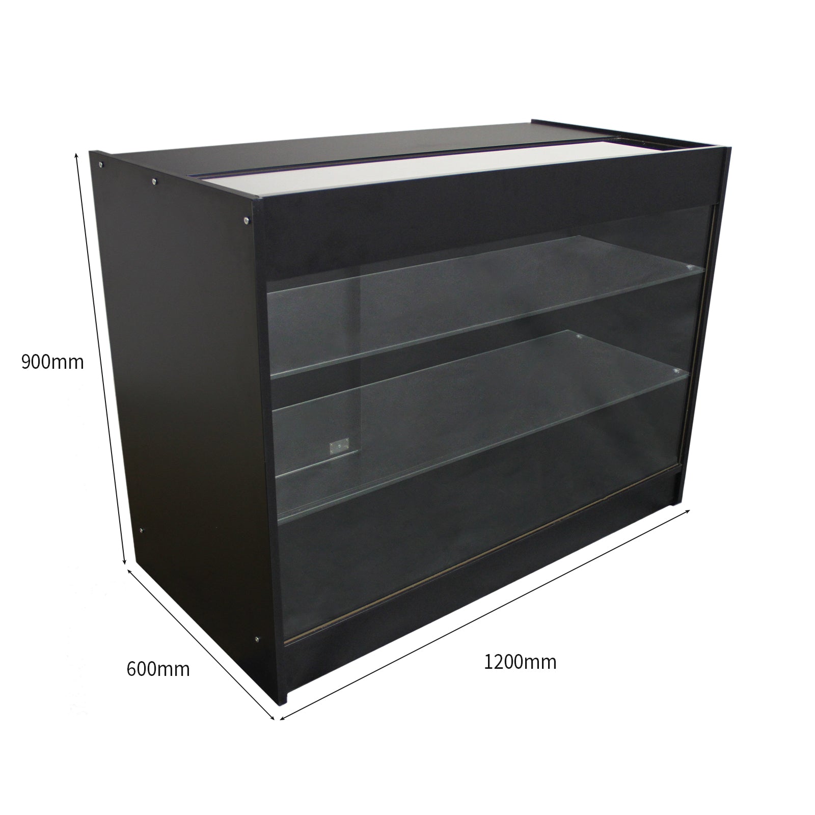 Q-Rax K1200 Bancone da Negozio Nero 120x60x90 cm con Vetrina