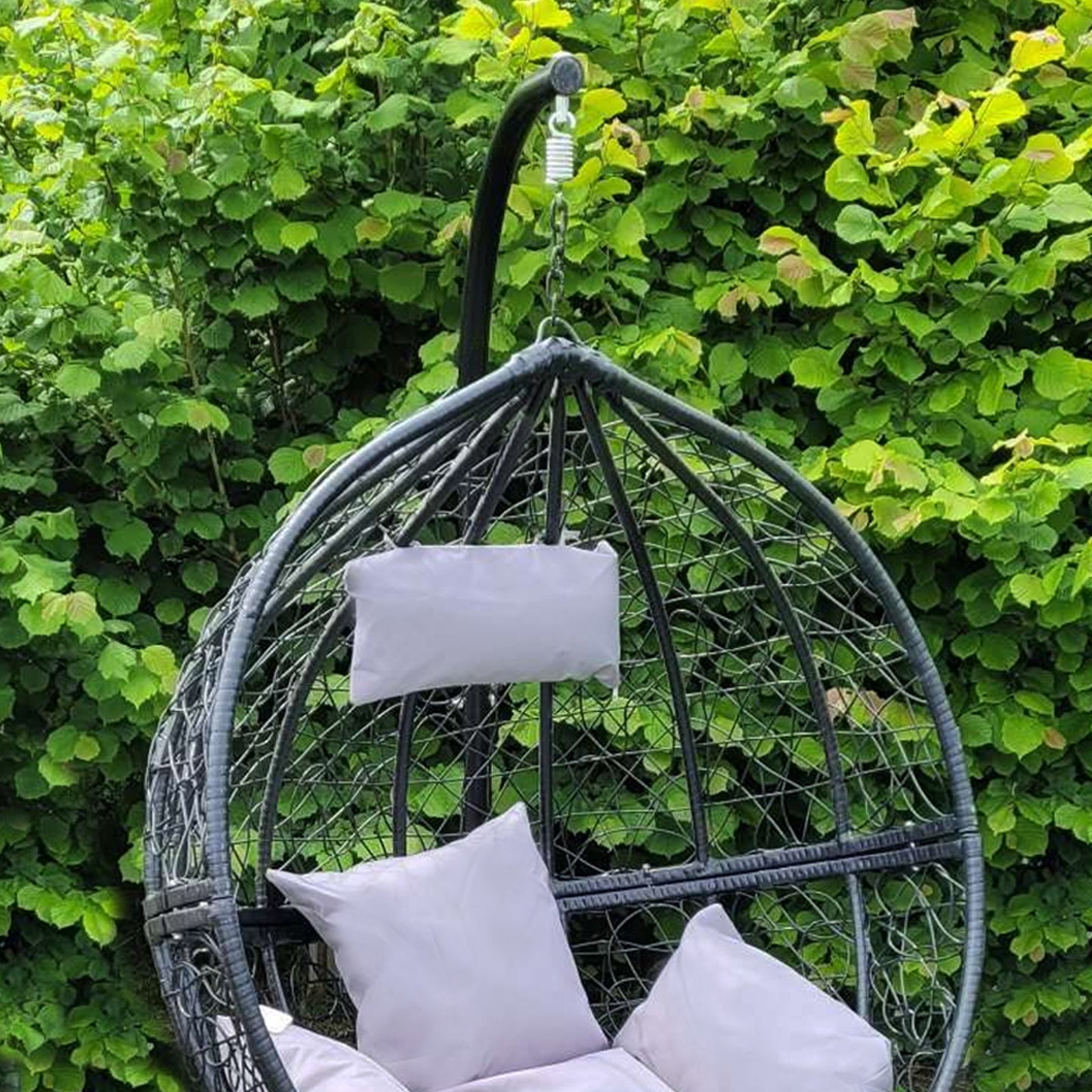 Q-Rax Sedia Sospesa Uovo Giardino Vimini Nero 150 Kg