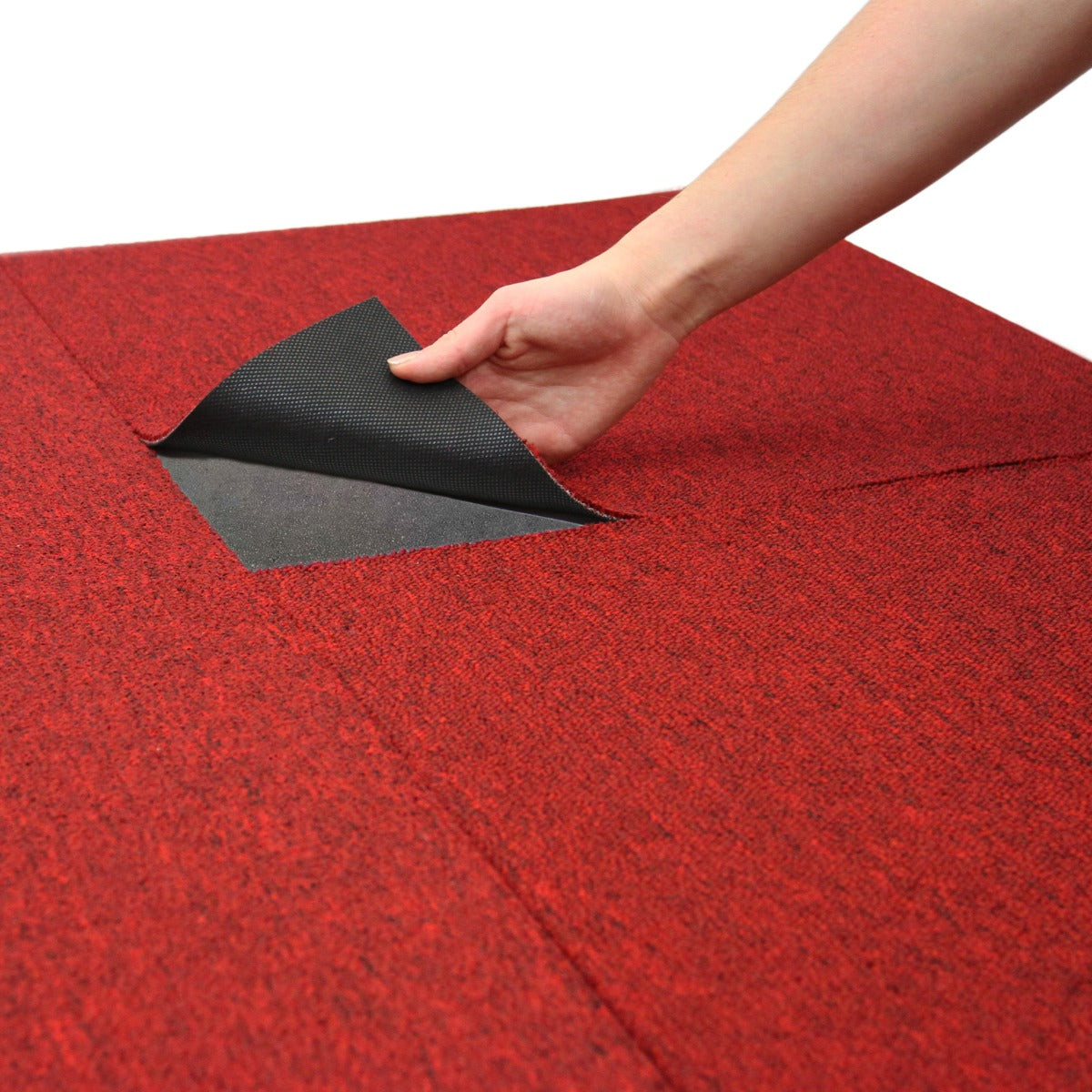 Q-Rax 40 Mattonelle Moquette 10mq Nero Rosso 50x50