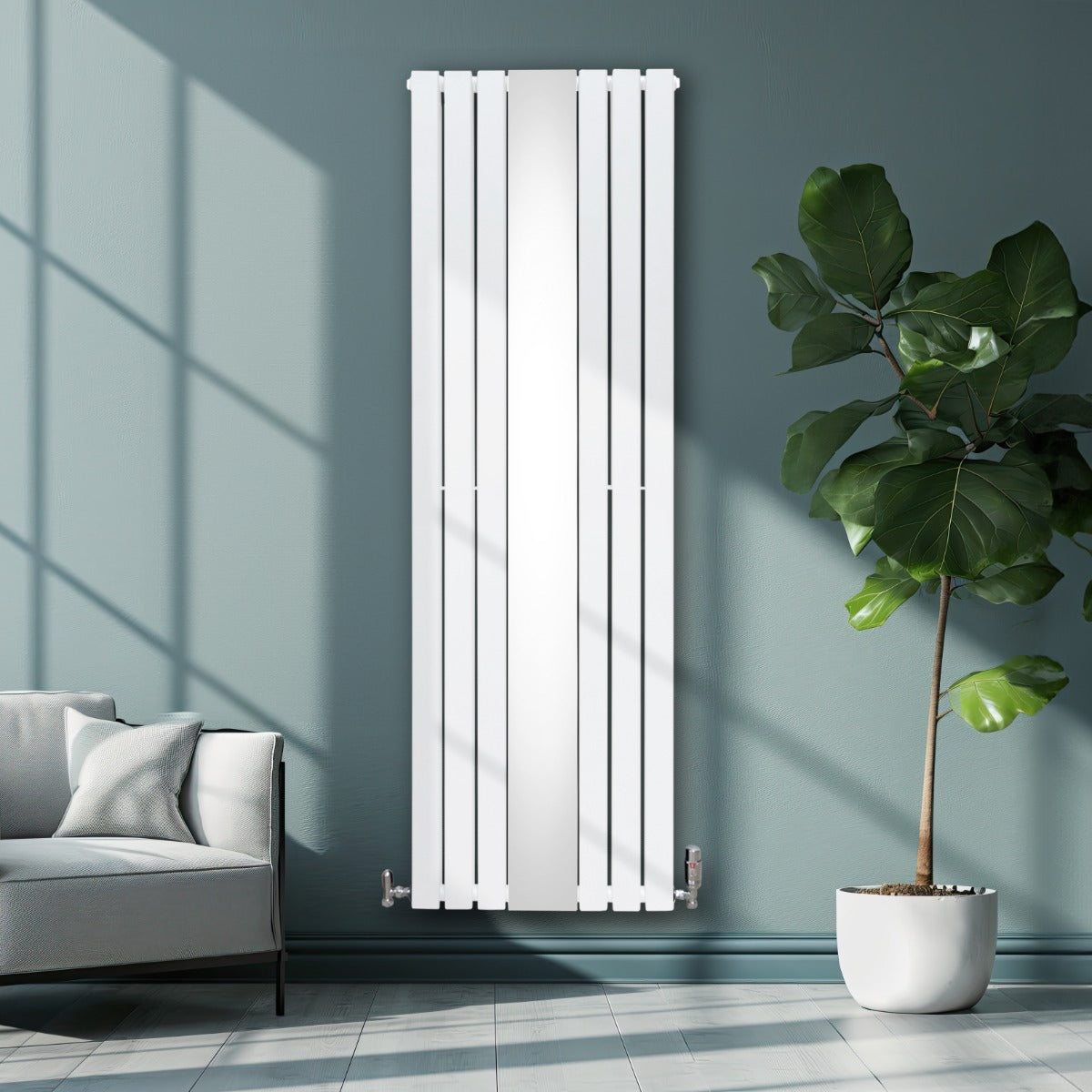 Q-Rax Pannelli Piatti 1800x565 radiatore specchio bianco valvole incluse