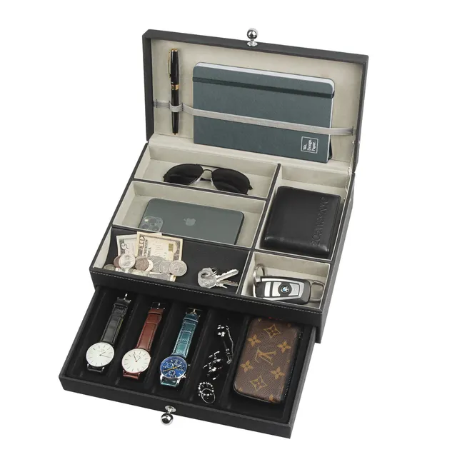 Jackcube Design Dressroom Svuotatasche Ecopelle Nero con Cassetto
