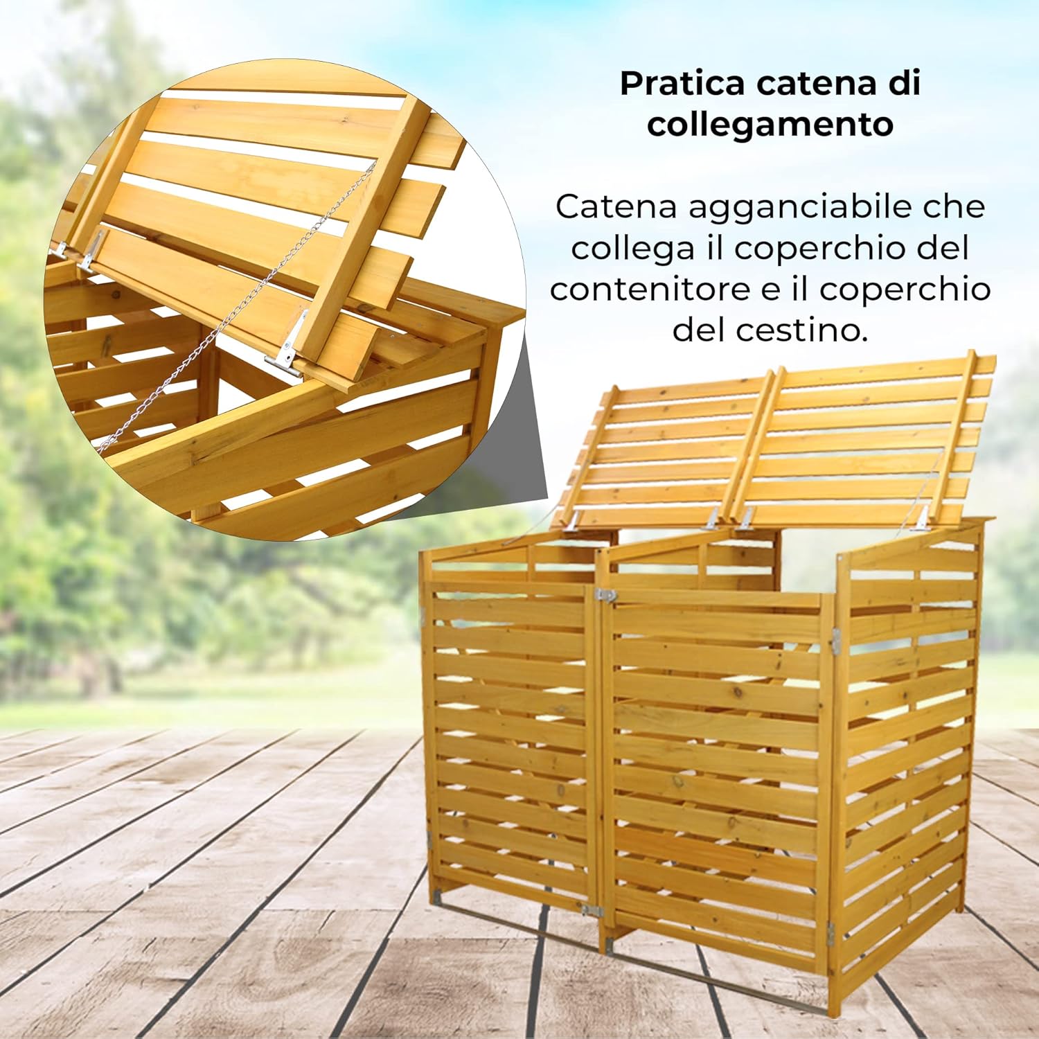 Q-Rax Copribidone Doppio Legno 2x240 L con Sportelli