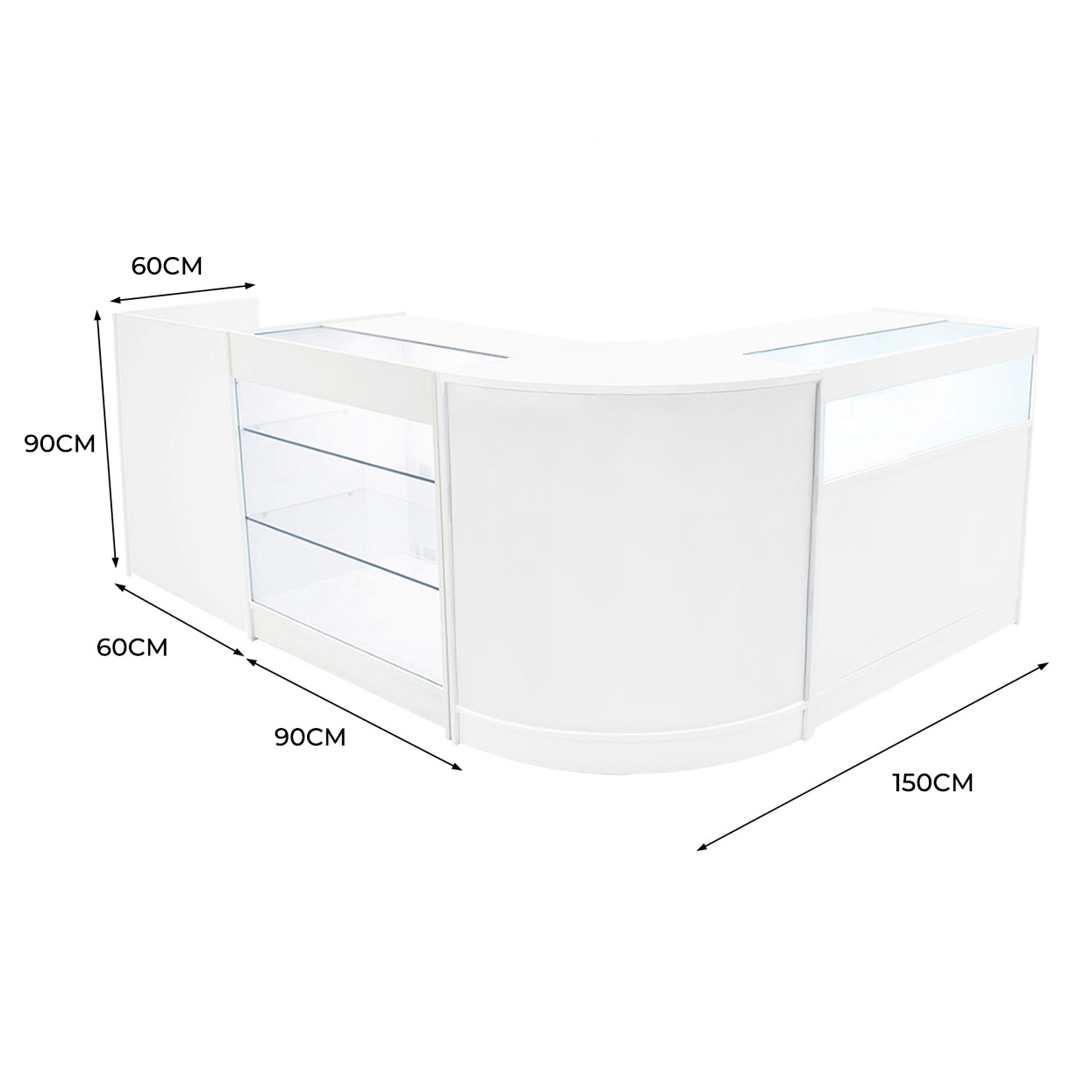 Q-Rax Banconi da Negozio Set Polaris LED Bancone Bianco K900 B900