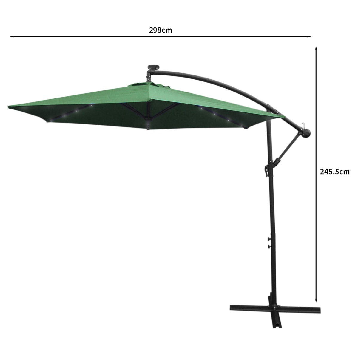 Q-Rax Mobili da Esterno Ombrellone 3m LED Verde Base Tonda