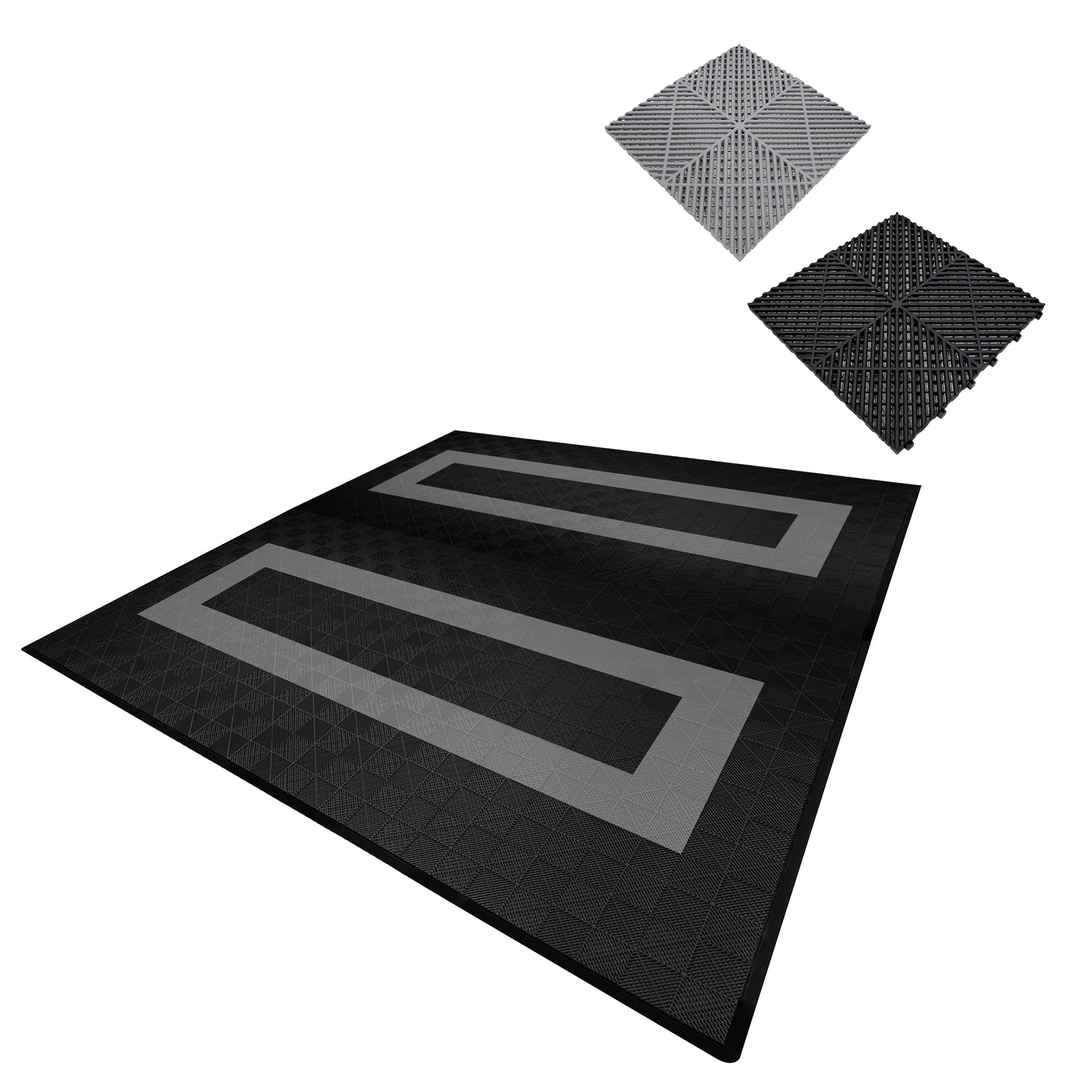 Q-Rax Piastrelle Ventilate pavimento garage 6x6 m nero grigio